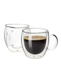 2-Piece Double Walled Glass Coffee Mug with Handle