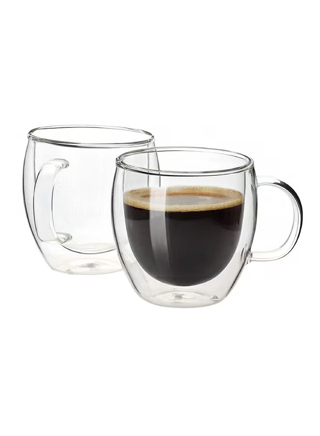 2-Piece Double Walled Glass Coffee Mug with Handle