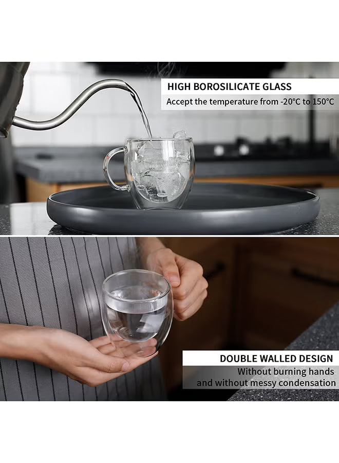 2-Piece Double Walled Glass Coffee Mug with Handle