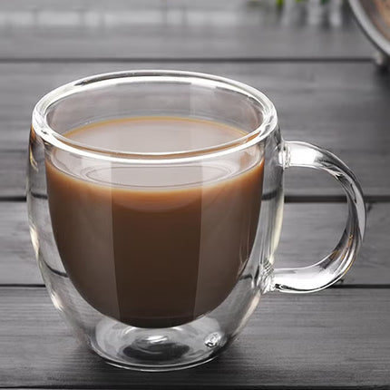 2-Piece Double Walled Glass Coffee Mug with Handle