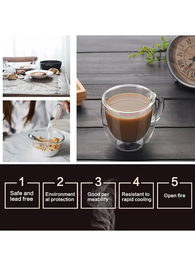 2-Piece Double Walled Glass Coffee Mug with Handle