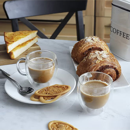 2-Piece Double Walled Glass Coffee Mug with Handle
