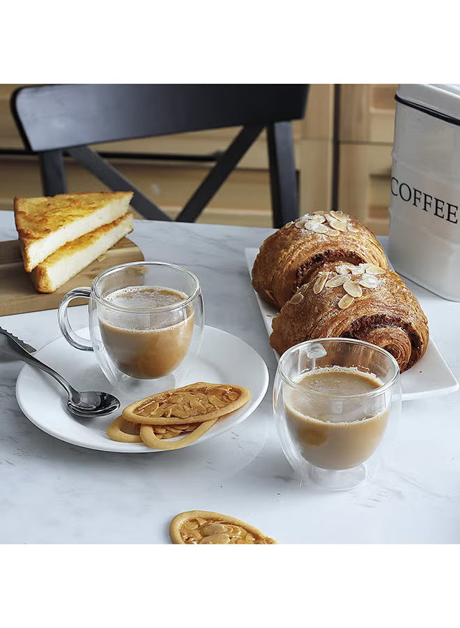 2-Piece Double Walled Glass Coffee Mug with Handle